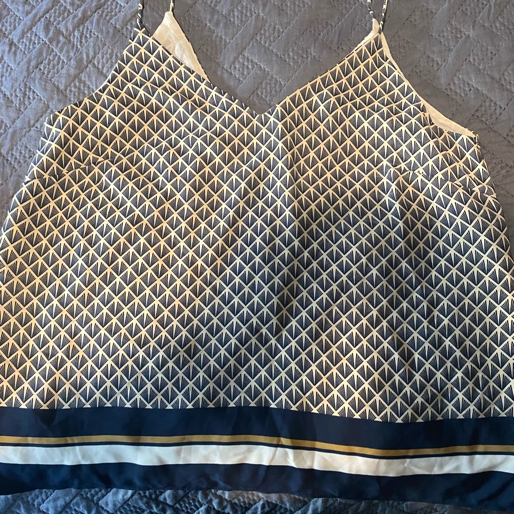H&M Cream and Gray Sleeveless Top